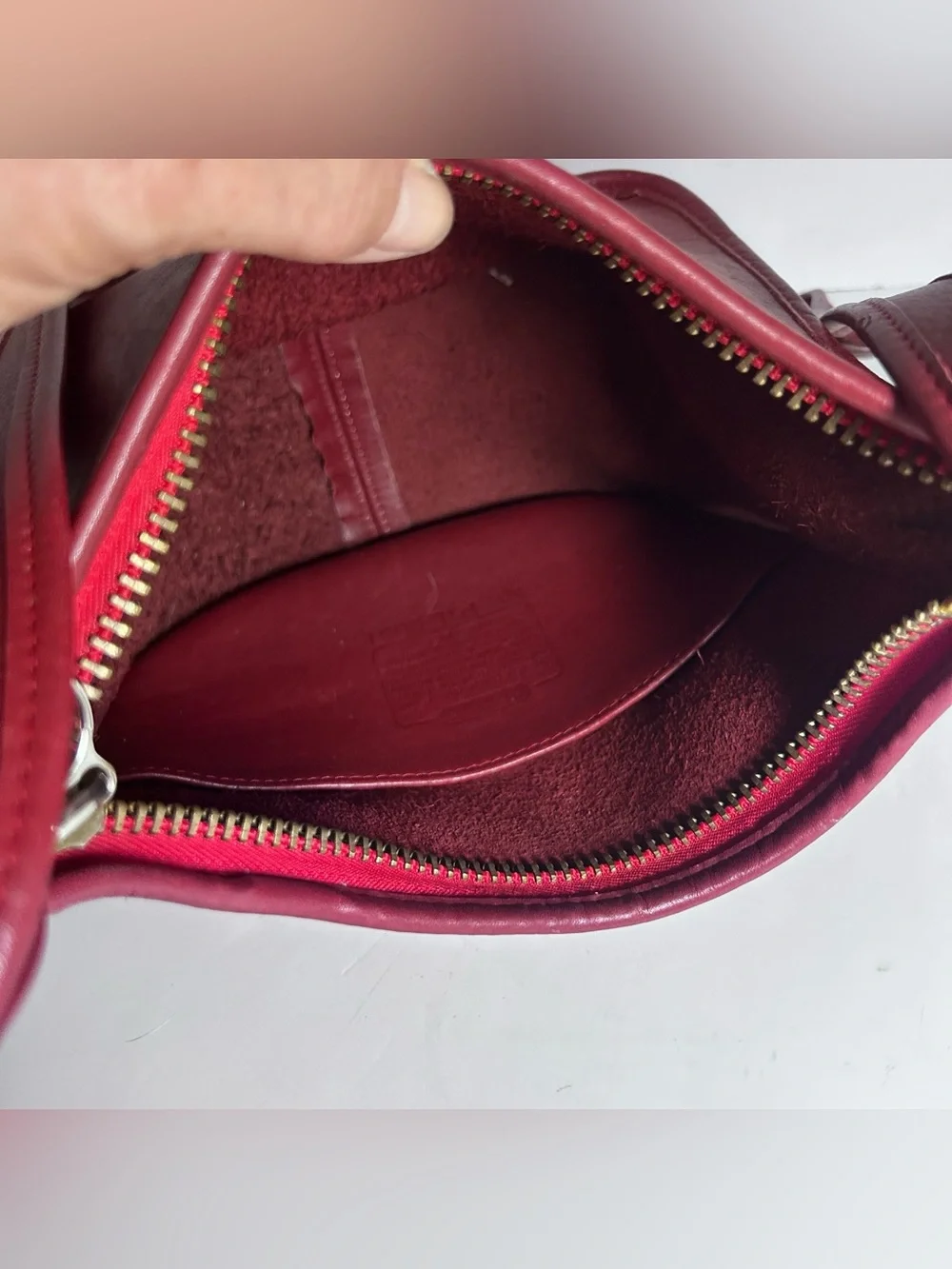 Red Leather Shoulder Bag Classic
